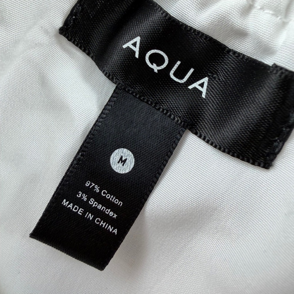 AQUA White Puff Sleeve Empire Waist Square Neck Mini Dress Size Medium Excellent - Picture 4 of 8
